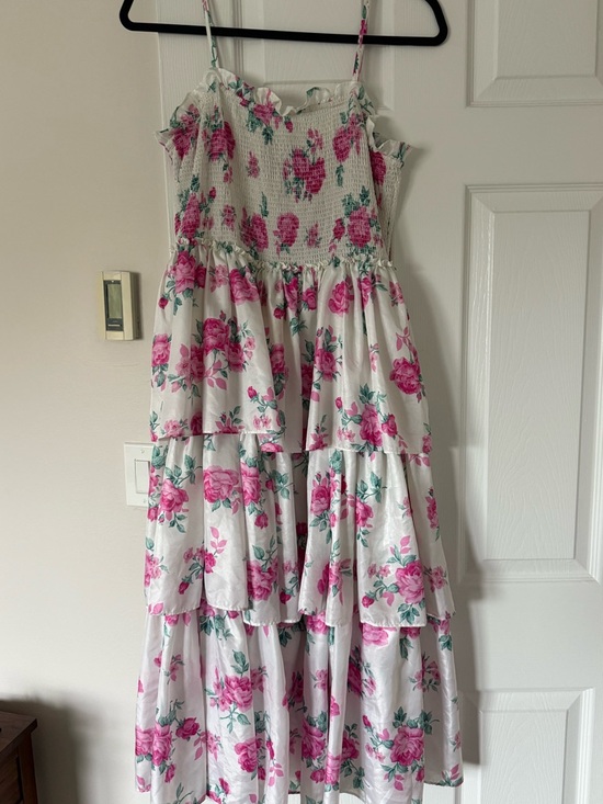 LoveShackFancy Dresses & Skirts - LoveShackFancy Target White Dress with Pink Rose Print